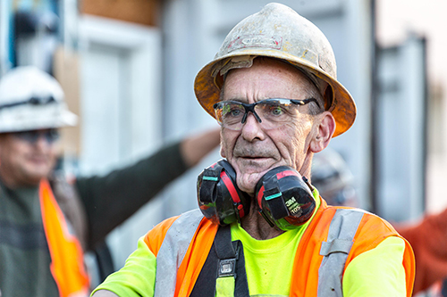 construction man looking very serious